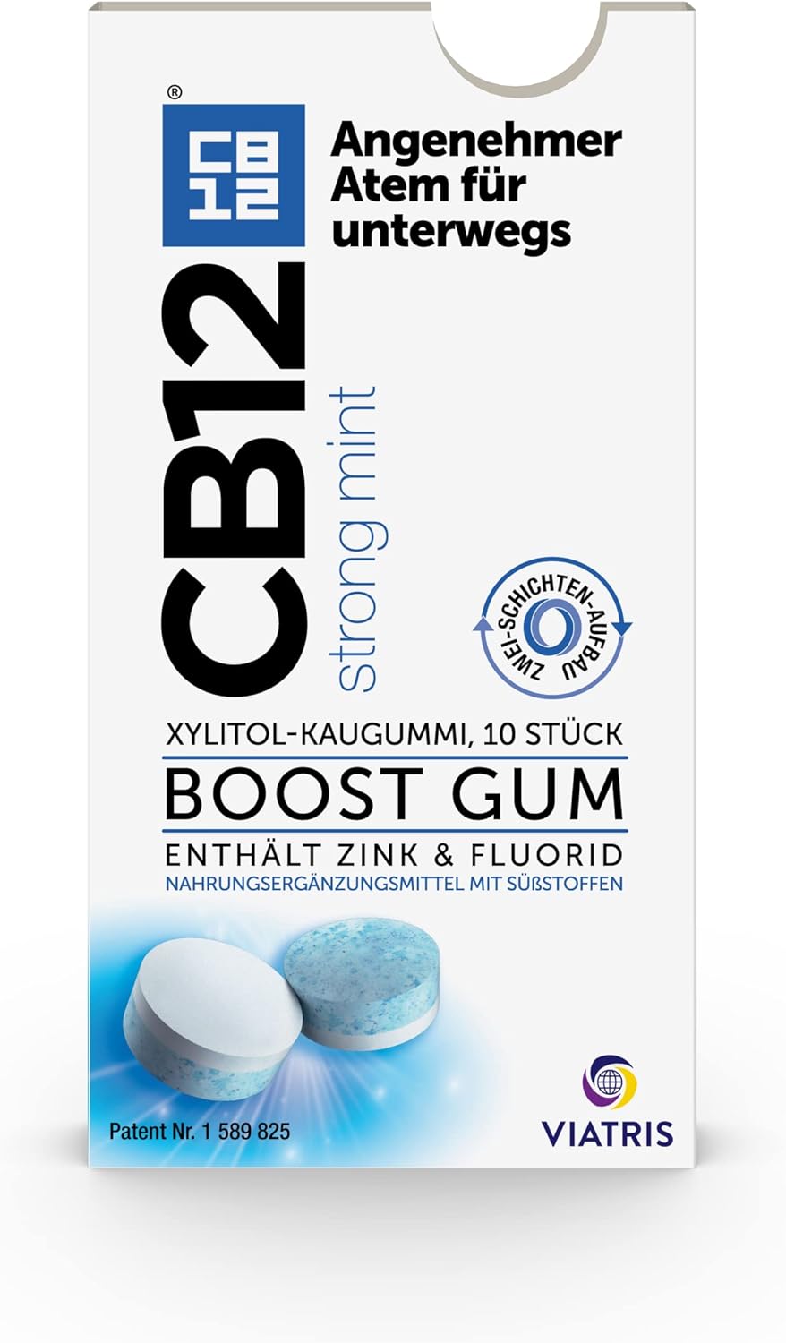CB12 Store CB12 Boost Strong Mint Chewing Gum - Instant Fresh On the Go Prevents Bad Breath Sugar-Free, Fresh Mint Flavor - Pack of 10