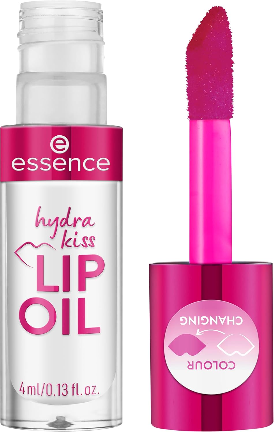 essence cosmetics essence hydra kiss lip oil, lip gloss, no. 06, transparent, moisturising, nourishing, with oils, shiny, vegan, no parabens, no microplastic particles, nanoparticles free, pack of 1 (4 ml)