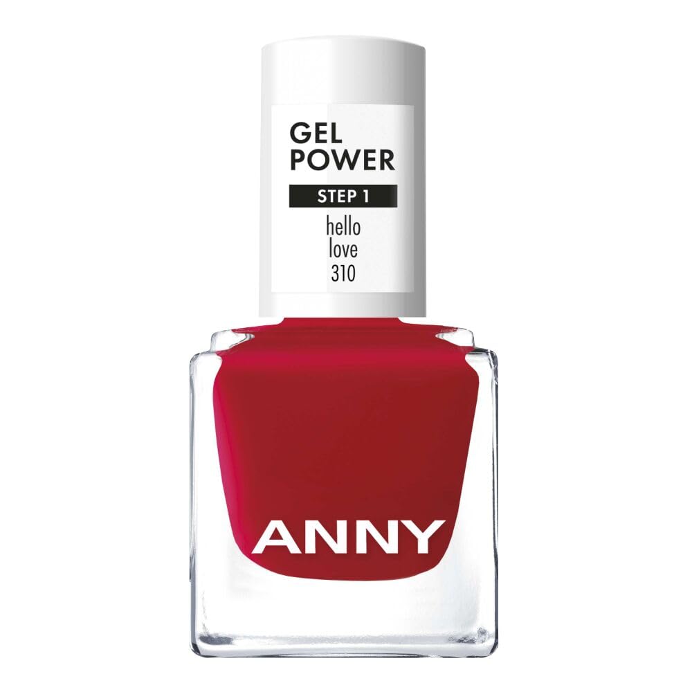ANNY Gel Power Nail Polish - Gel Color Nail Polish without UV Lamp, Brilliant Shine & Lasts up to 12 Days, Chip & Scratch Resistant, Hello Love - Classic Signal Red - 8ml
