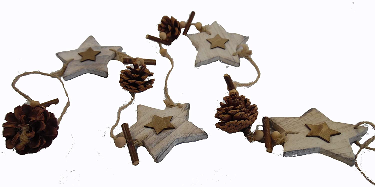 Formano Garland Wooden Stars Natural 1.15 m 2X