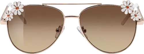 SUNDANCE Kids' sunglasses, aviator style with gold frame and white flowers, 1 pc.