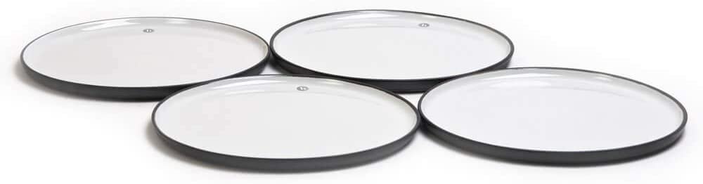 Broste Copenhagen Esrum Set of 4 Dinner Plates 27.5 cm Black/Cream Plates Porcelain Plates Nordic Scandinavian Design Ceramic Plates Dishwasher Safe