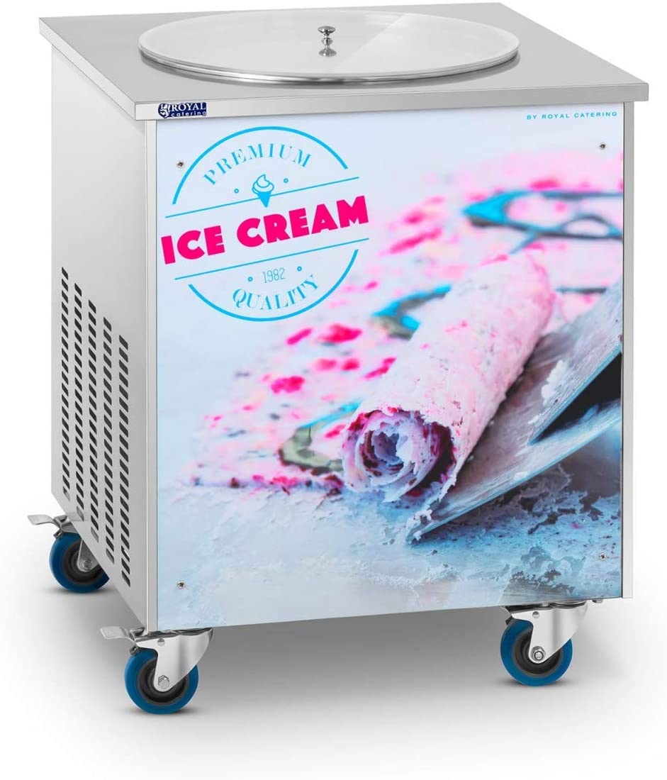 Royal Catering RCFI-1O Rolling Ice Machine Roll Ice Cream Machine Fried Ice Cream Rolls Machine Thai Ice Cream Machine Diameter 50 cm