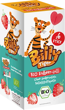 Billy Tiger Lollipop strawberry (6x6 g), 6 pcs