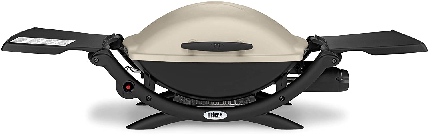 Weber 53060079 Q 2000 Gas Grill, Titanium, Push Button Ignition, Folding Side Tables