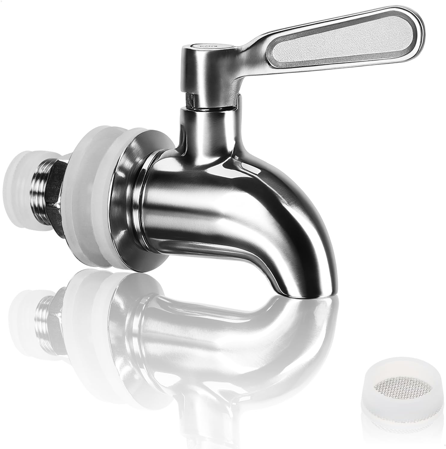 304 Stainless Steel Tap (16 mm Thread) with Accessory Set - Replacement Tap for Drink Dispenser, Juice, Kombucha, Beer, Wine - Rustproof, Food Safe