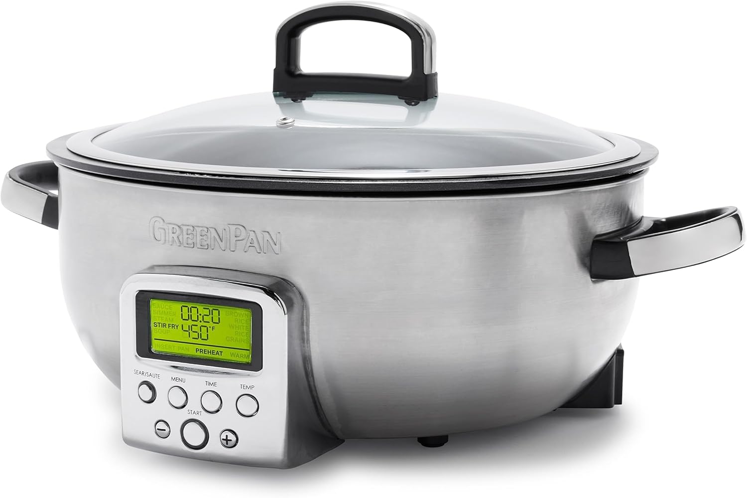 GreenPan Elite Essential Smart Electric 5.6 L Stewing Pot, Simple Roasting, Saute Mixing and Rice Cooker Dialling Selections, PFAS-Free Healthy Ceramic Non-Stick Dishwasher-Safe Parts, LED Display,