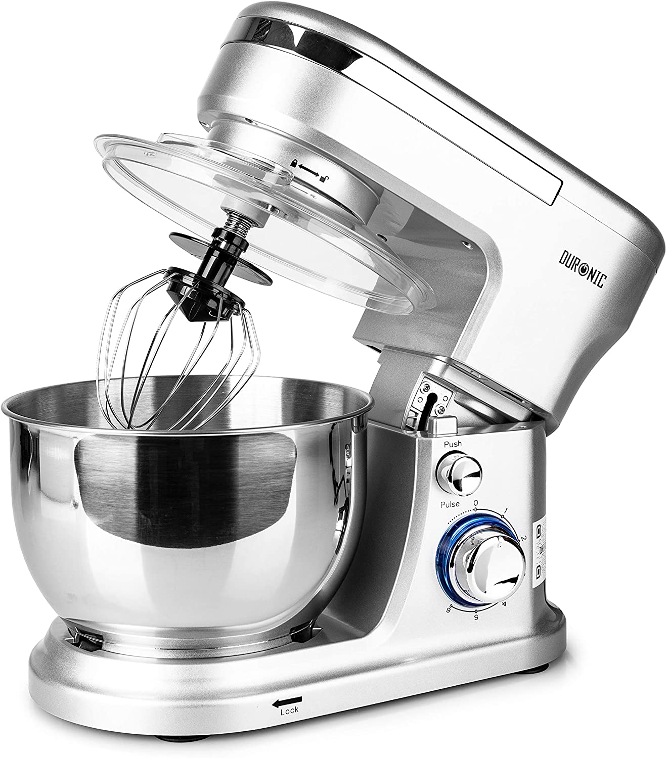 Duronic SM104 Electric Food Processor | Kneading Machine 1000W | 4 L Mixing Bowl with Splash Guard | 6 Speeds