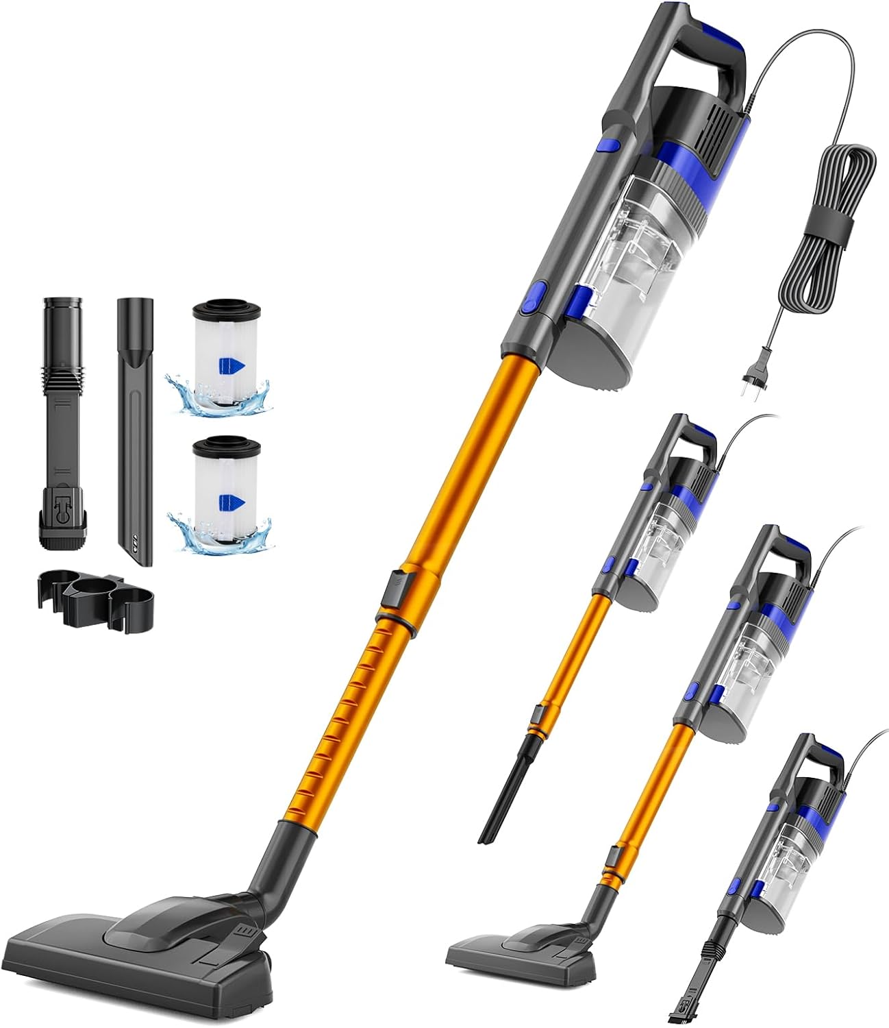 60KPa/680W/7M Vacuum Cleaner with Cable Con 800 ml Pattumiera, Handle Vacuum Cleaner with Cable Con Design a Doppia Maniglia, Vacuum Cleaner per Pavimenti Duri, Orange