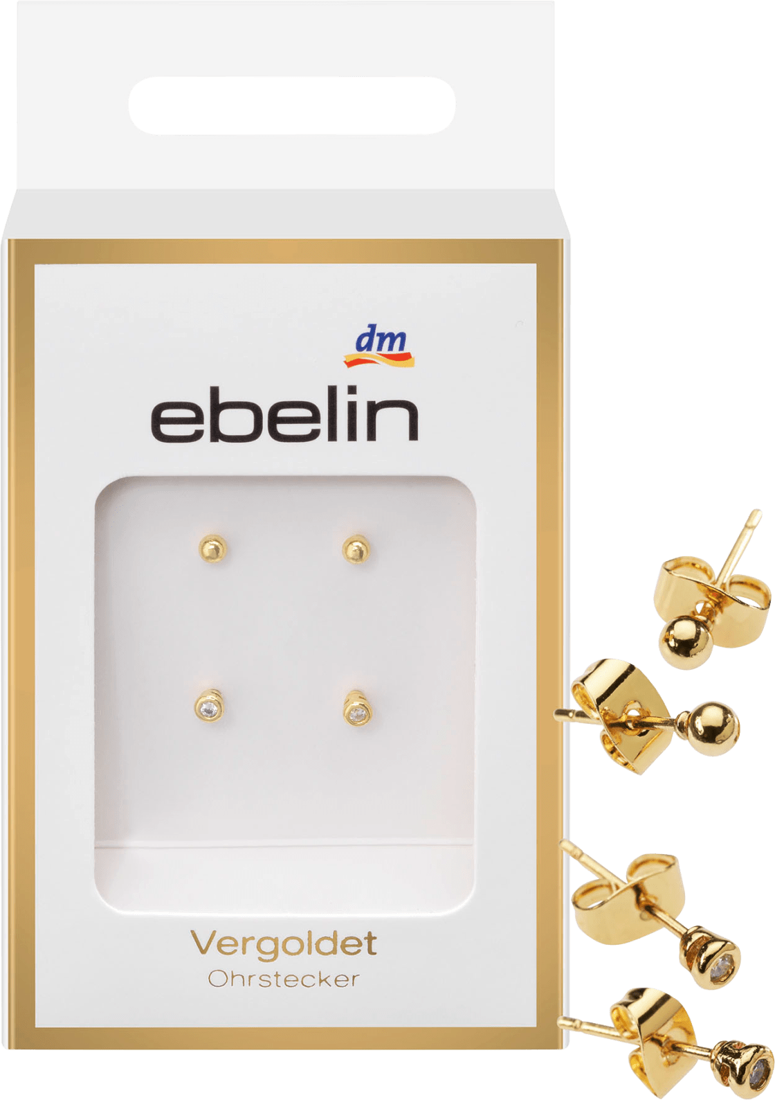 ebelin Stud Earrings Gold Plated Costume Jewelry, 4 Pcs