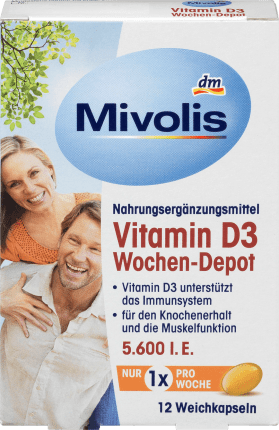Mivolis Vitamin D3 Weekly Depot, soft capsules 12 pcs., 5 g