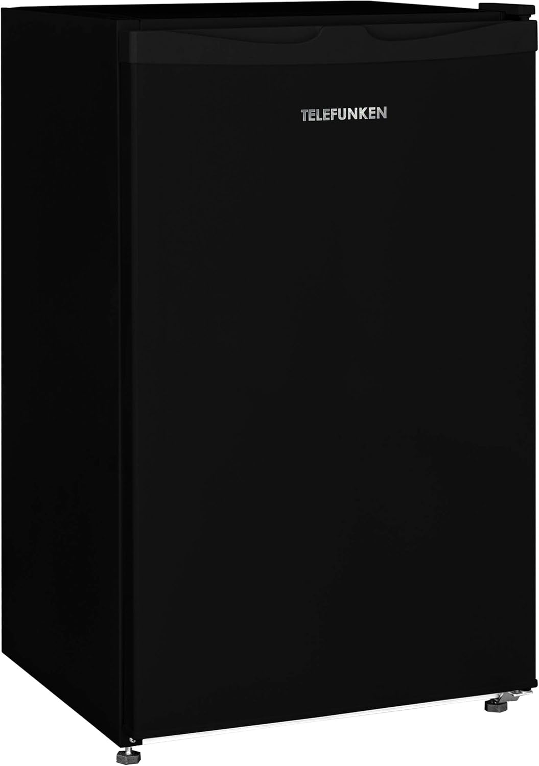 TELEFUNKEN CF-31-121-B Fridge without Freezer, Freestanding, 90 L Total Net Capacity, Small Fridge with Vegetable Compartment & 3 Shelves, Temperature Control, LED Interior Lighting, Black