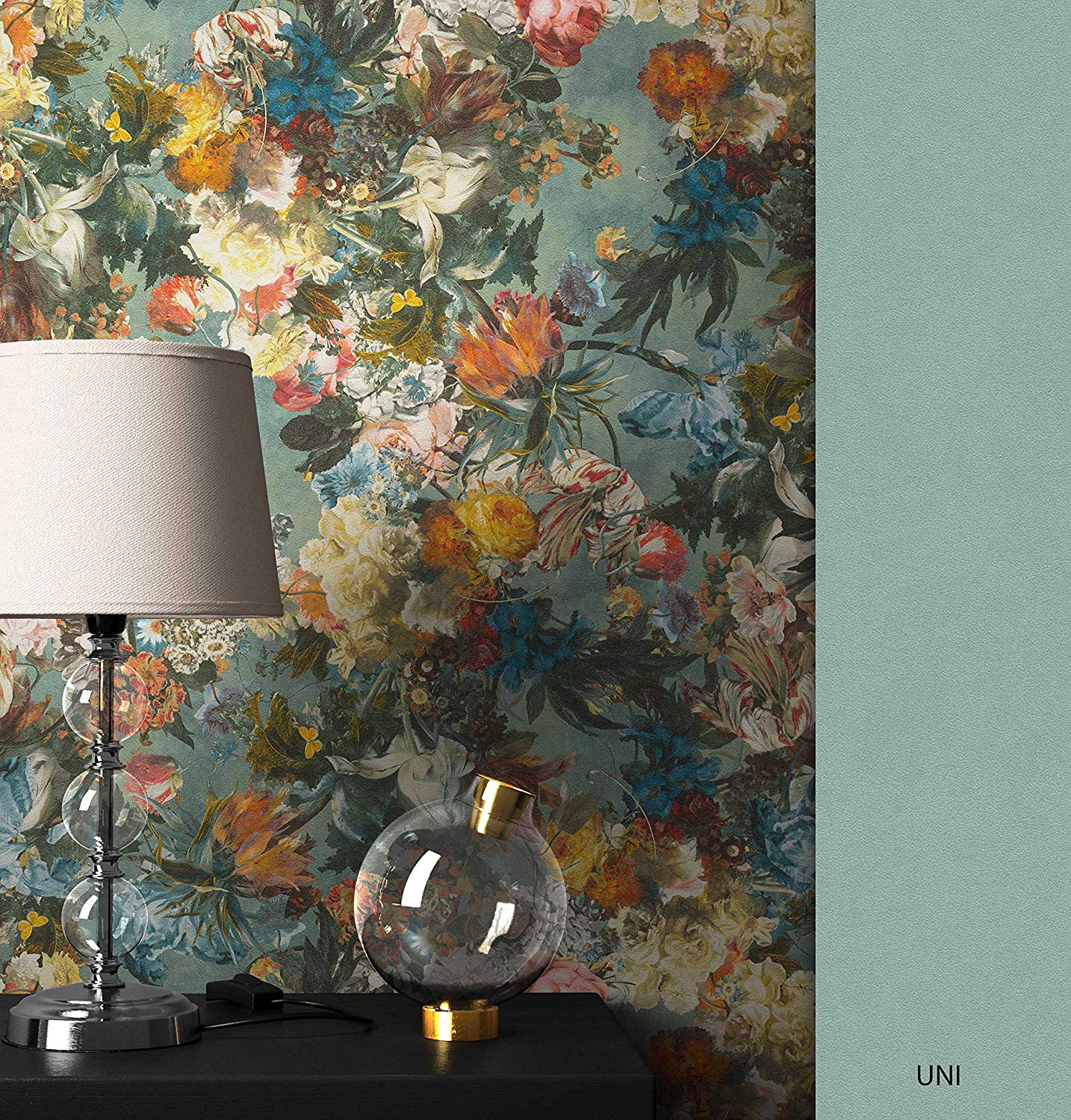 Newroom Design Newroom Flower Wallpaper Colourful Flowers Leaves Floral Non-Woven Wallpape