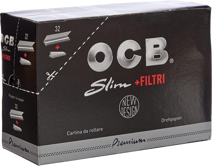 OCB Premium Long Slim Paper Black + Tips Rolling Paper, Paper, 15 x 15 x 5 cm