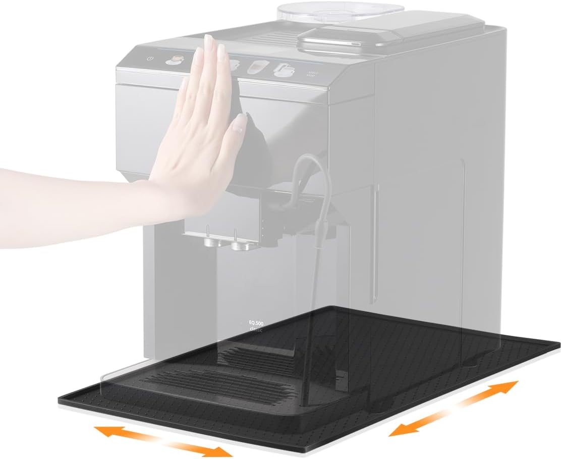AIEVE Silicone Mat for Coffee Machines, Compatible with De Longhi Magnifica 1 and Philips LatteGo Fully Automatic Coffee Machine, Accessories for Protection Against Spills and Movement (Black)