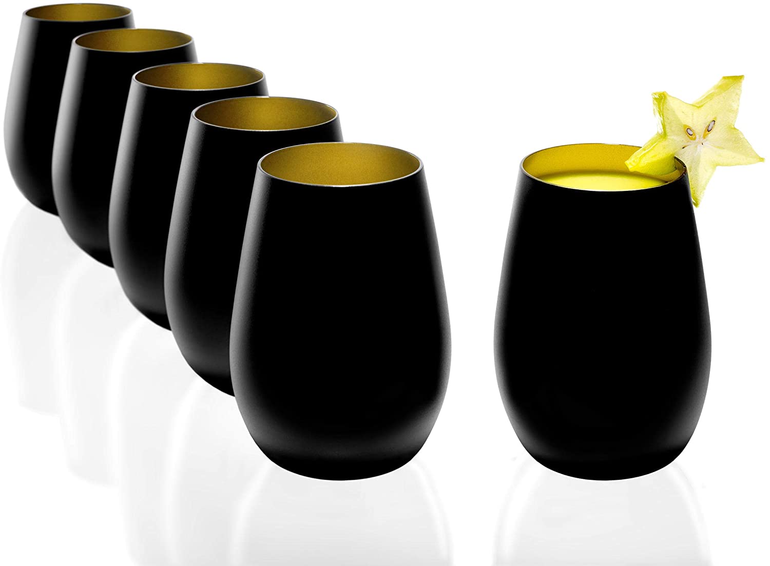 Stölzle Lausitz Olympic Mugs, 465 ml, Set of 6 Water Glasses (Matte), Dishw
