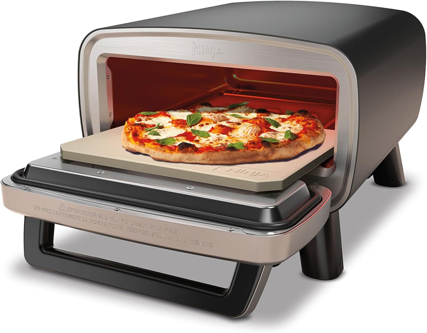 Ninja Artisan MO201EU Outdoor Pizza Oven and Hot Air Fryer, 4 Functions Pizza, Air Fry, Bake, Prove, 5 Pizza Inserts, with 30cm Pizza Stone, Pizza Bowl, Baking Tray, Hot Air Fryer Basket, Gray