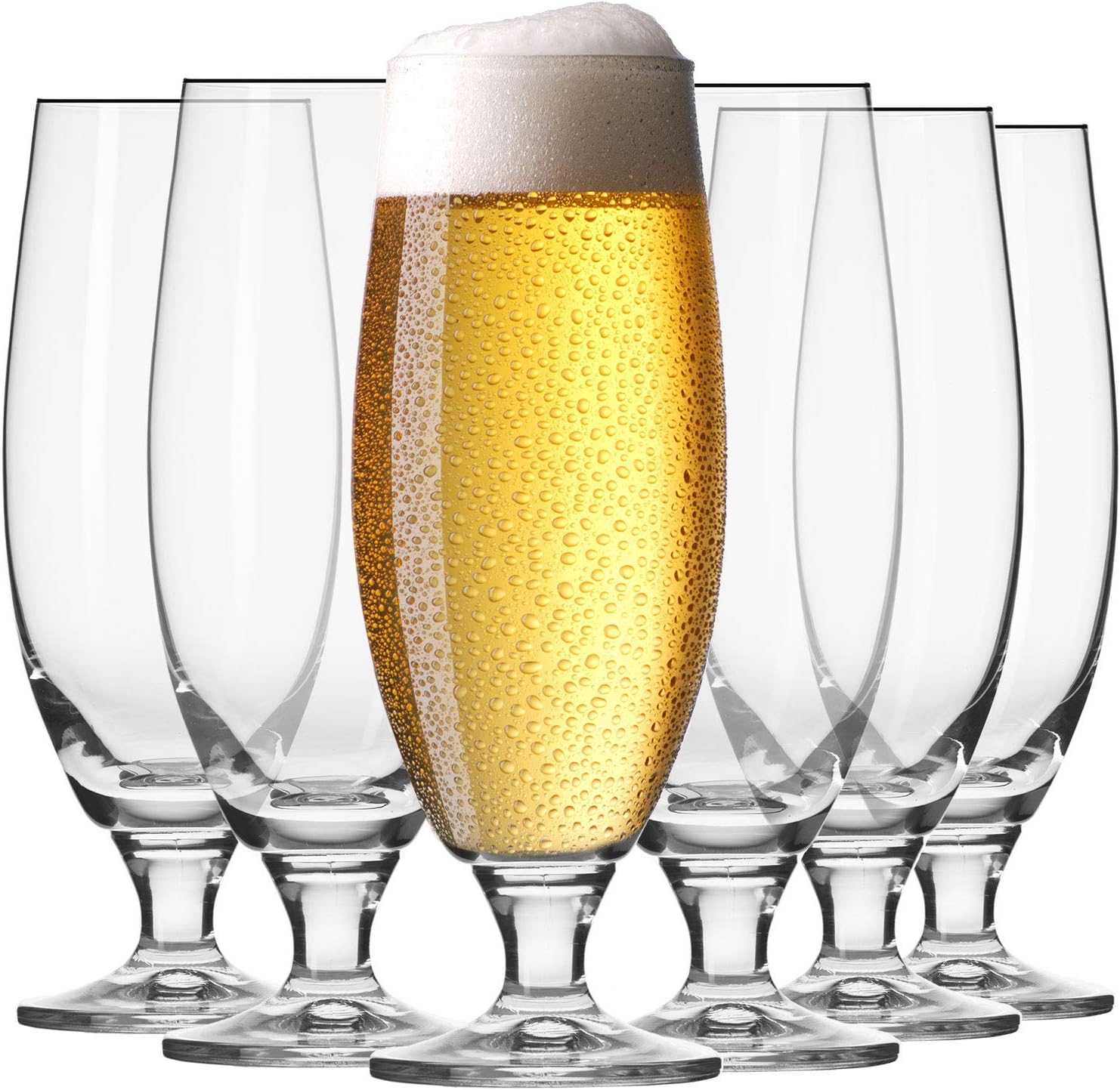 Krosno Store Krosno Pokal Craft Beer Glasses 0.5 Litre | Set of 6 | 500 ml | Elite Collection | Perfect for Home, Restaurants and Parties | Dishwasher Safe | Lead-Free Crystal Glass