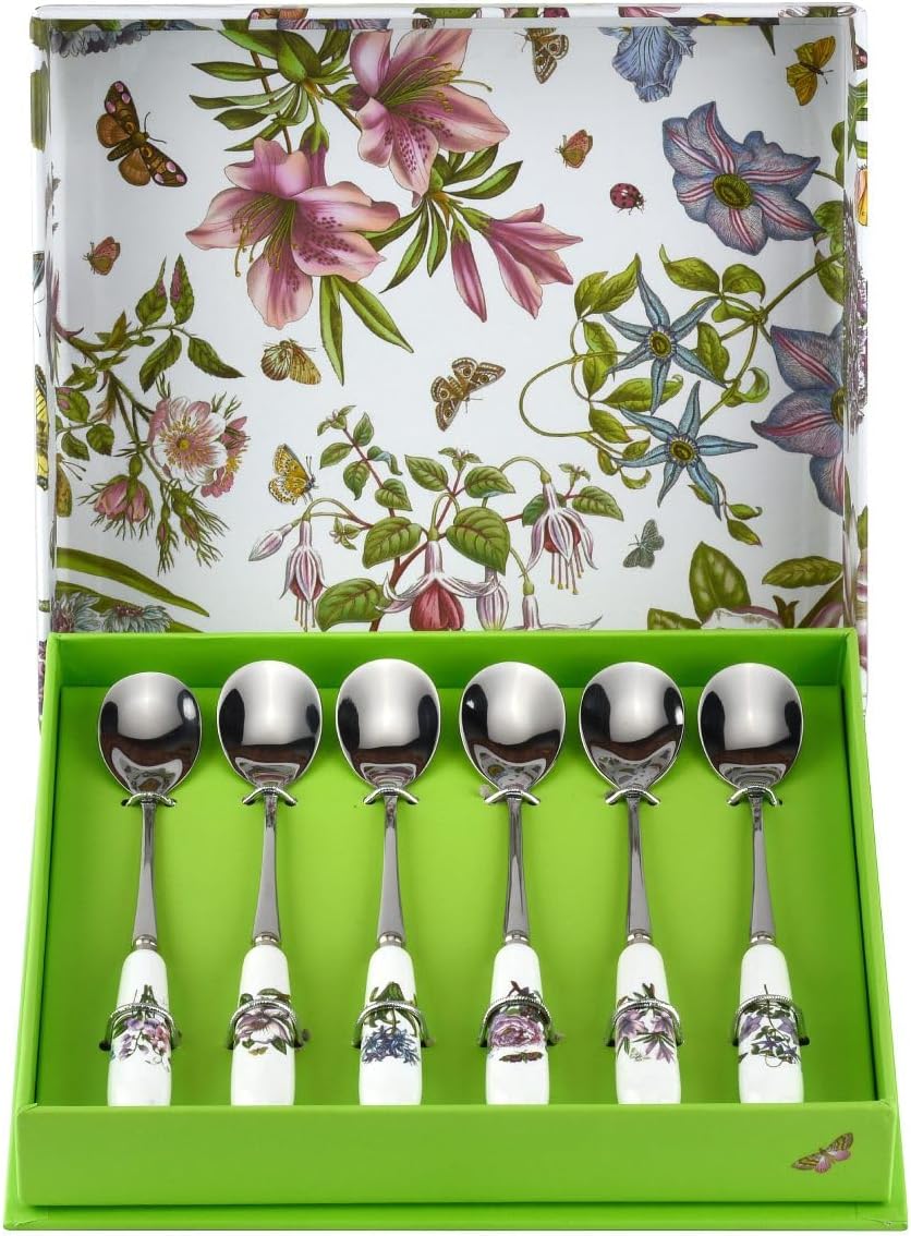 Portmeirion Botanic Garden 6-Piece Tea Spoon, Porcelain Multi-Colour, 16 x 1.5 x 1 cm