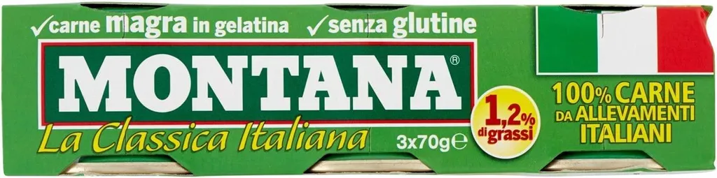 9x Montana carne classica beef in aspic, 70g can, 100% Italian meat 630g