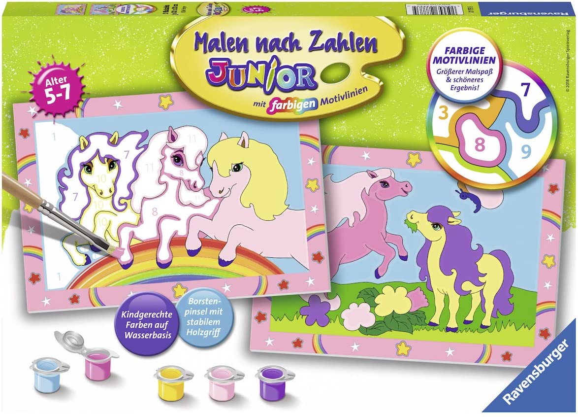 Ravensburger Paint By Numbers Junior, Cute Ponies, Grey