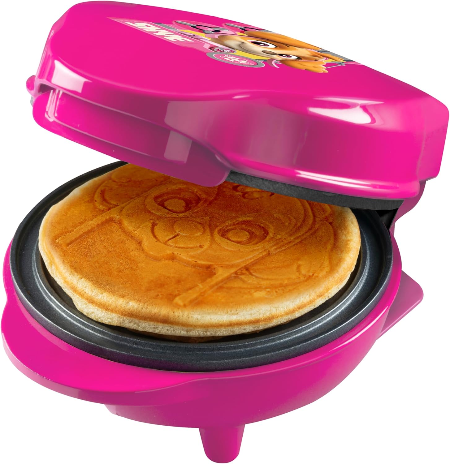 Bestron Paw Patrol Mini Waffle Iron with Special Plate \"Skye\", Waffle Size: Diameter 10 cm, Ideal Size for Children, Birthdays or as a Gift, Official Licensed Product, Colour: Pink