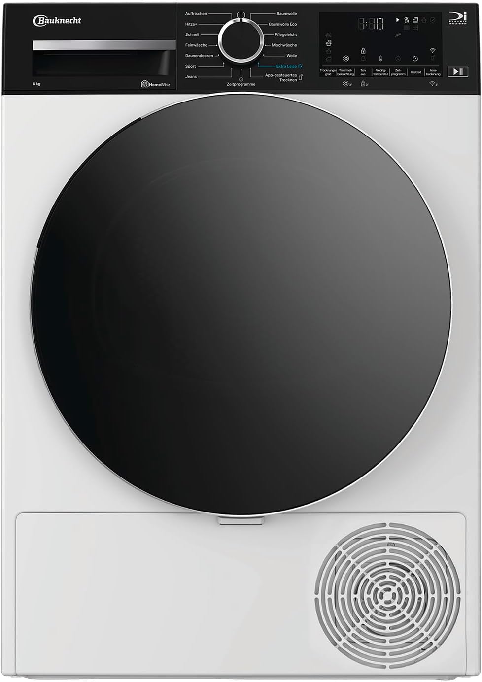 Bauknecht BTSW 86B WB Heat Pump Dryer, 8 kg, 15 Programs, Dynamic Intelligence, Precision Dry - Intelligent Drying, Adaptive Dry, HomeWhiz App, Start Time Delay and Remaining Time Display, White