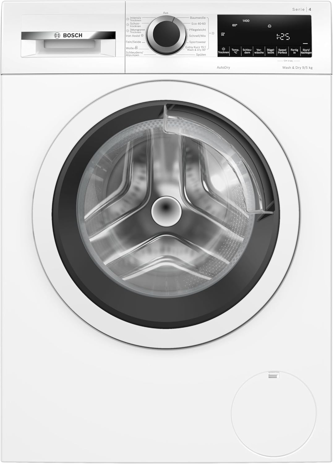 Bosch WNA13441 Series 4 Washer Dryer, 9 kg Wash & 5 kg Drying, 1400 rpm, Optimal Drying, Smart Steam Treatment, Quiet and Efficient Motor, Laundry Care in 60 Minutes