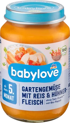 babylove Menu garden vegetables with rice & chicken from the 5th month, 190 g
