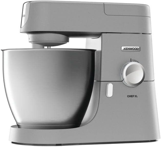 Kenwood Chef XL KVL4100S FOOD Processor with Large 6.7 L Stainless Steel Mixing Bowl, Interlock Safety System, Metal Housing, 1200 Watt, including Patisserie Set and Acrylic Mix Attachment, Silver 3 Piece