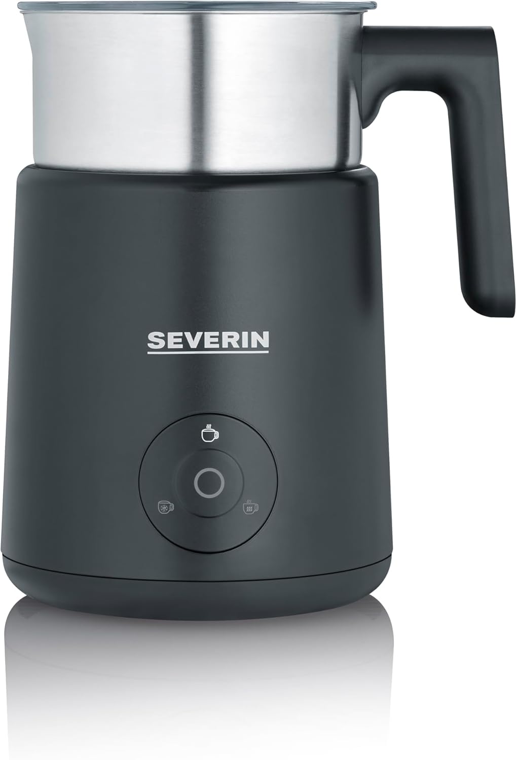 Severin Design Induction Milk Frother, 400 ml, Hot and Cold Foam Maker, Dishwasher Safe, Easy Cleaning, Chocolate Function, 500 W, Matte Black, Spuma Lite, SM 3579