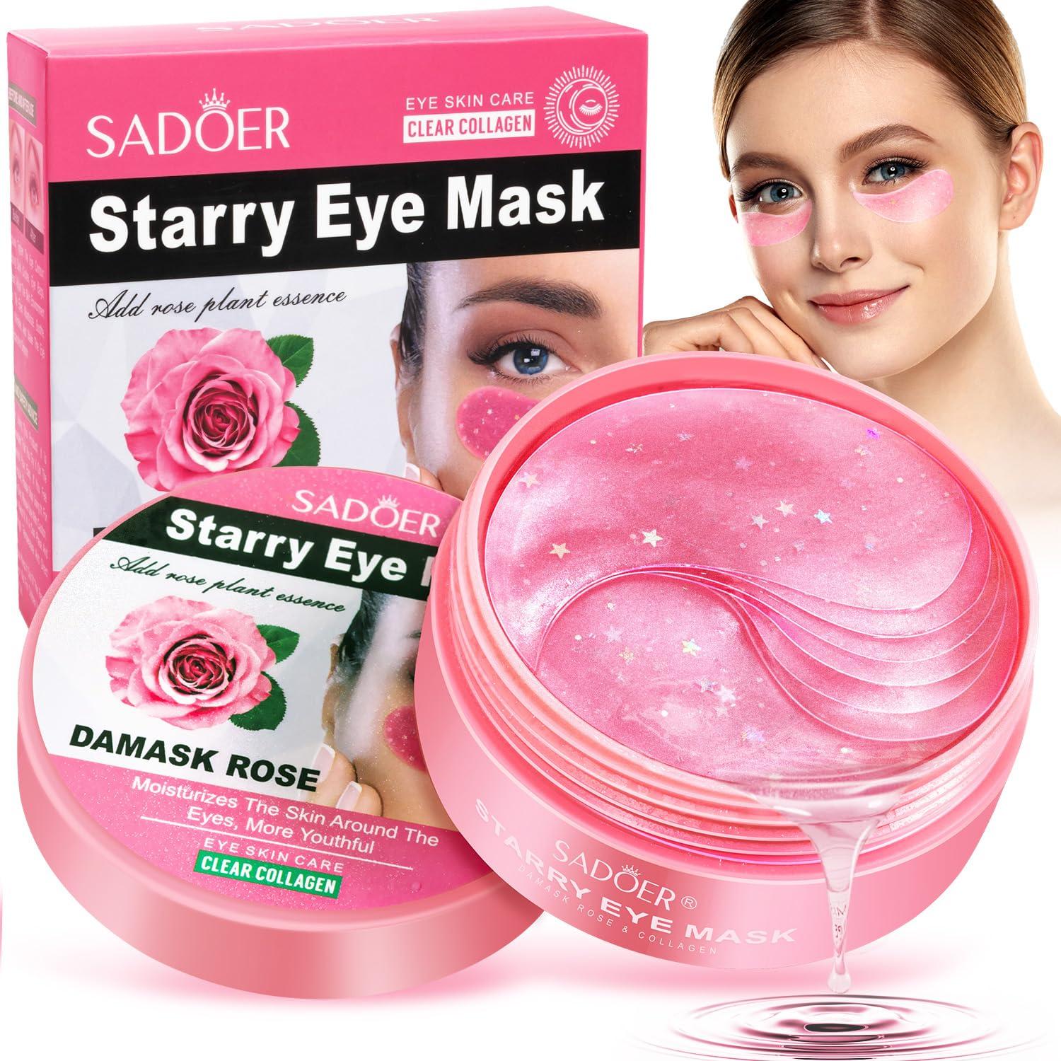 Frmingdocj Eye Pads Eye Mask Against Dark Circles, Eye Bags, Wrinkles & Swelling - Eye Pads with Hyaluronic & Collagen for Anti-Ageing Pack of 60 (Pink Eye Pads)