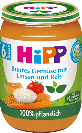 HiPP Menu Colorful vegetables with lentils and rice from the 6th month of vegetable, 190 g