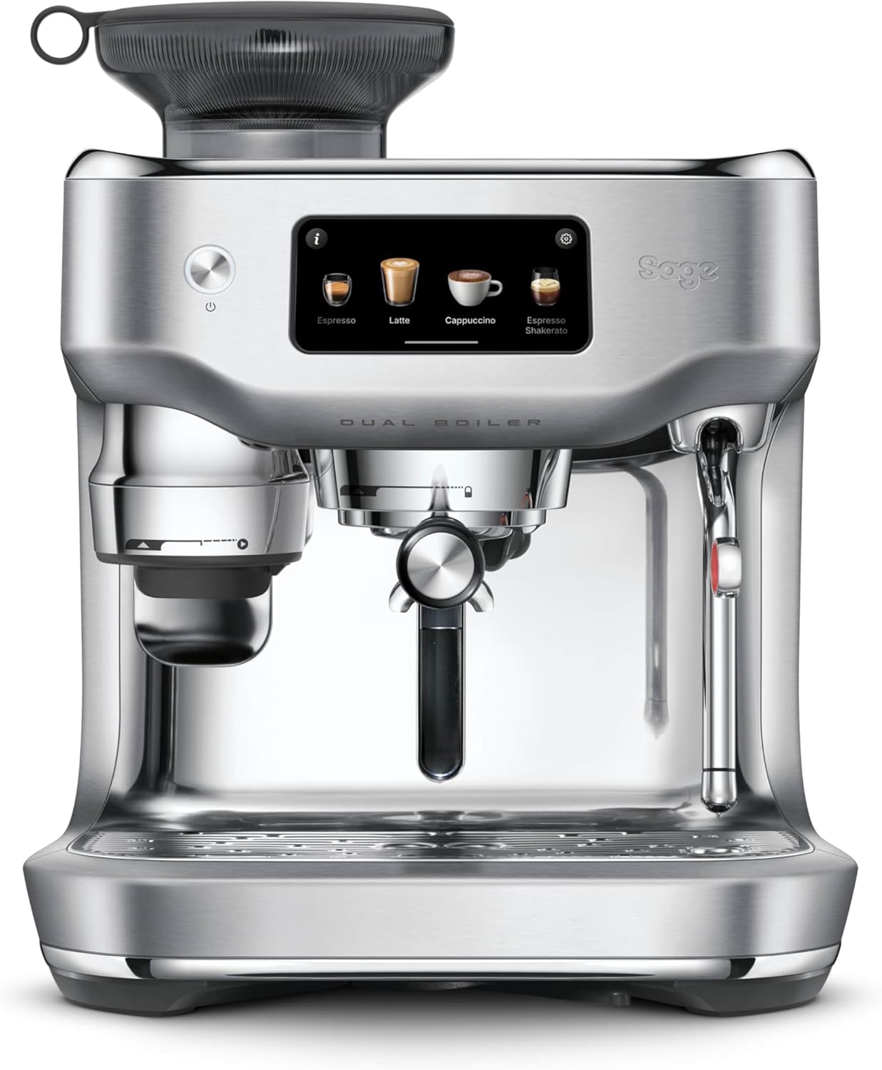 Sage - The Oracle Dual Boiler - Coffee Machine with Manual and Automatic Milk Frother - 45 Grinding Settings - 16 Presets Including Espresso, Cappuccino, Flat White - Stainless Steel