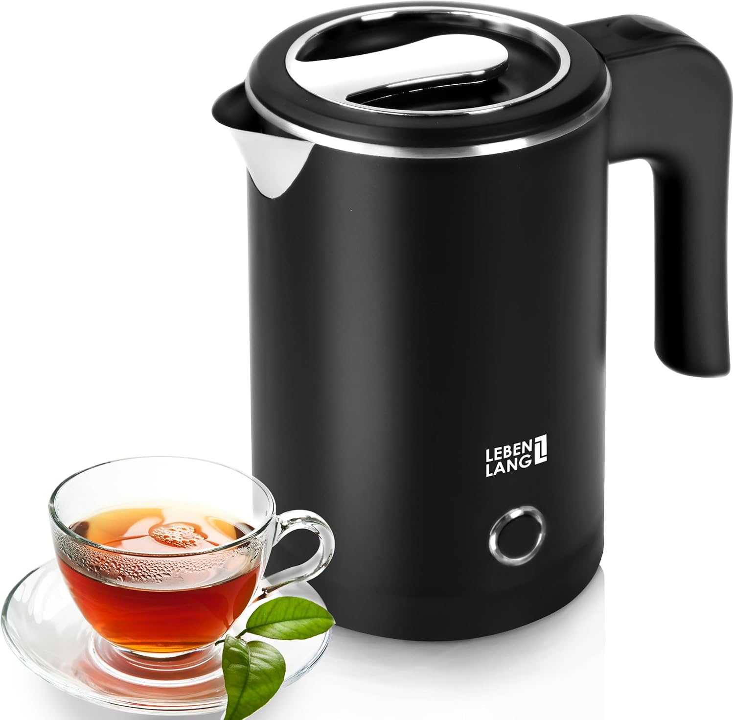 LIFELANG Travel Kettle Stainless Steel Small 0.5 Liters & BPA-Free - Travel Kettle 600 W Energy Saving Energy Efficiency - Mini Camping Kettle Black 0.5 0.5 L LBL2319