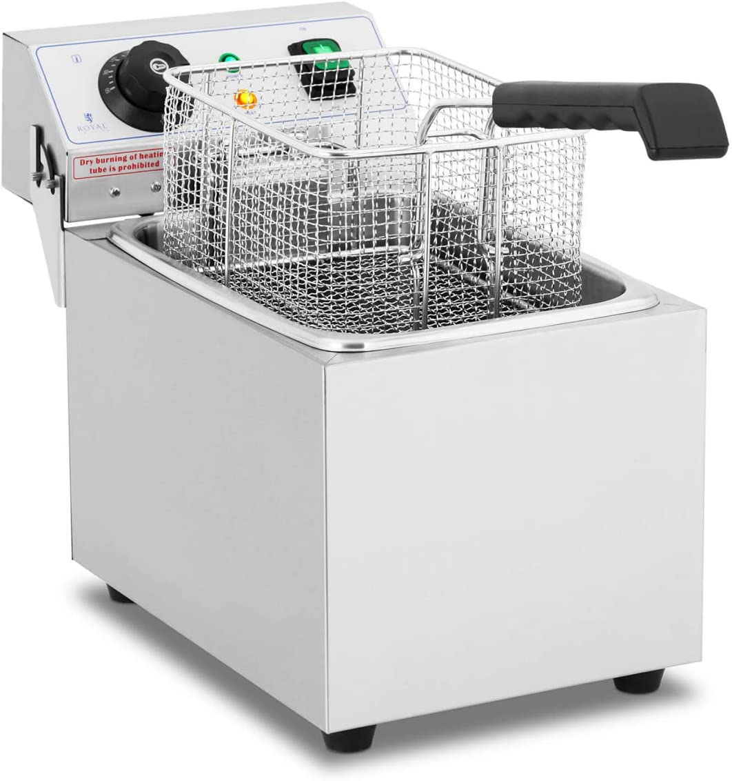 Royal Catering Electric Fryer RCEF 08EB (8 L, 3200 W, Temperature Range: 50-200 °C, Cold Zone with Lid)
