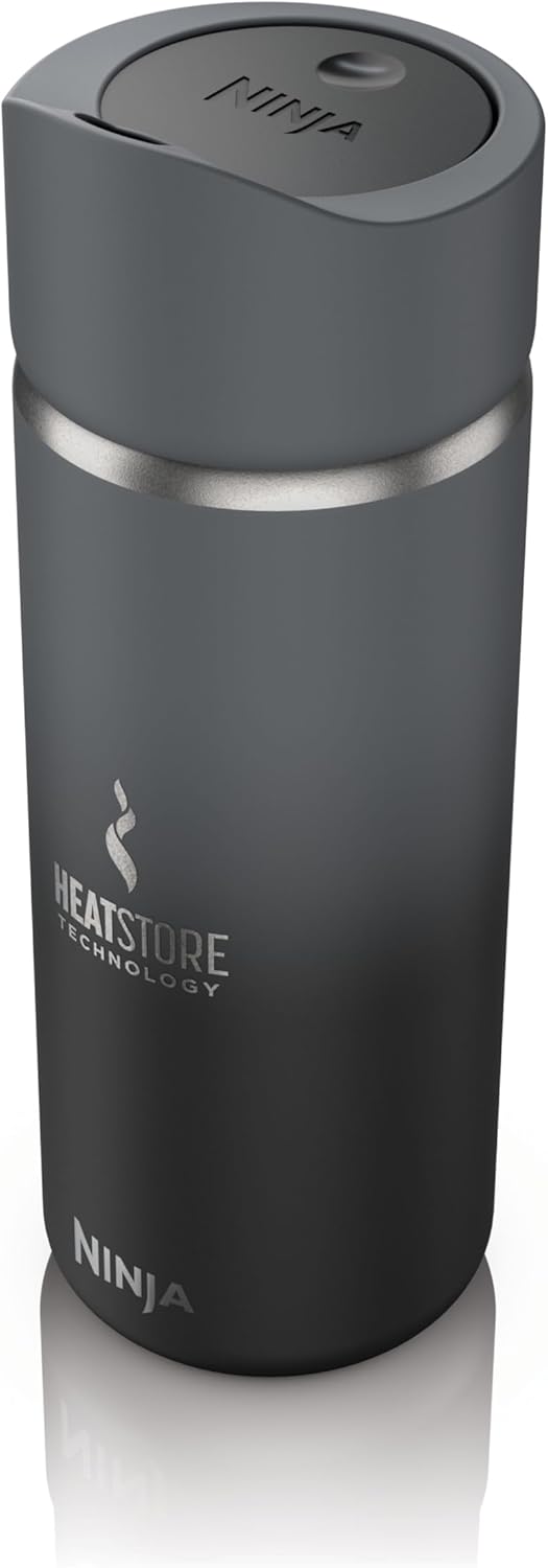 Ninja 400ml Sip Perfect Water Bottle for Hot Drinks, BPA-Free, Dishwasher Safe, Thermos Flask, Black, DW1603EUUKBK