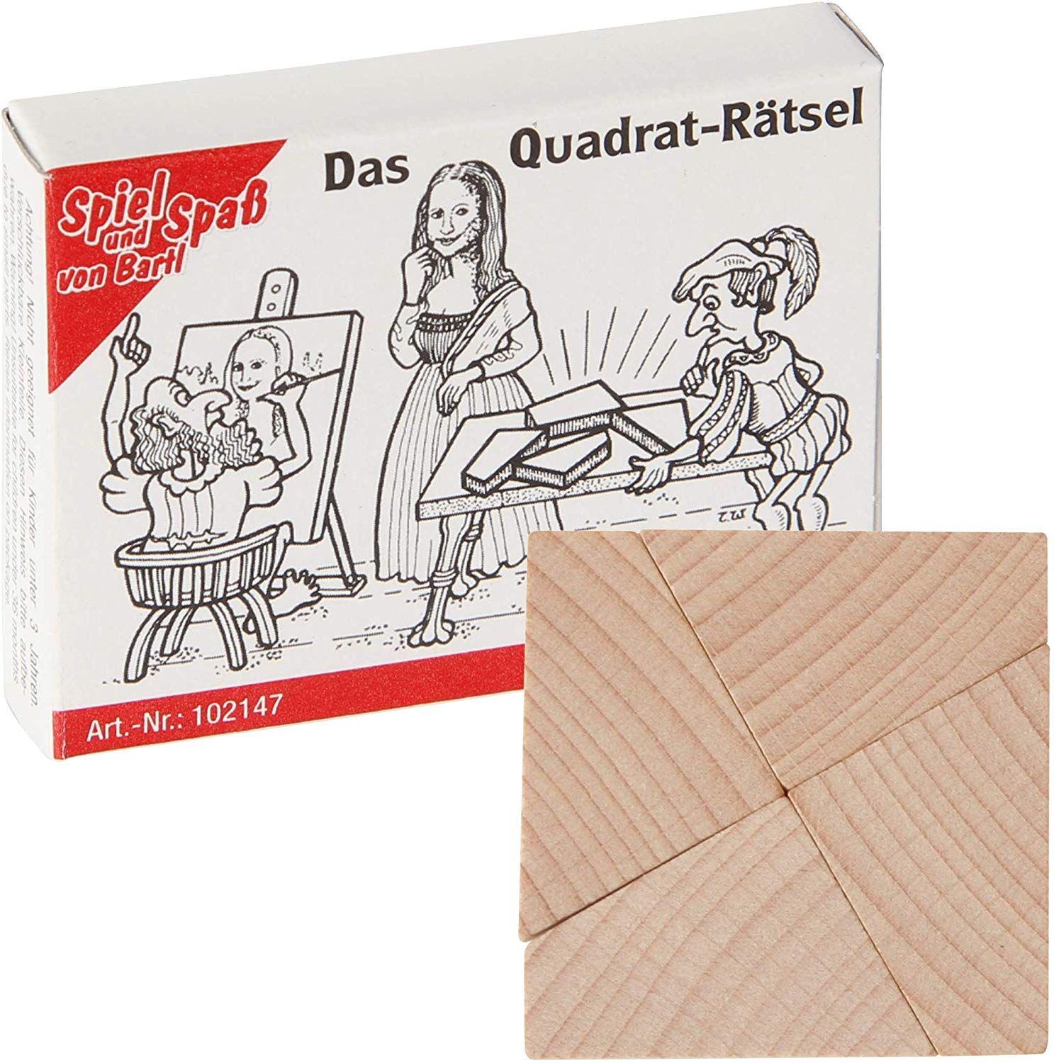 Bartl 102147 Wooden Mini 4 Small Wooden Pieces Puzzle The Square Puzzle