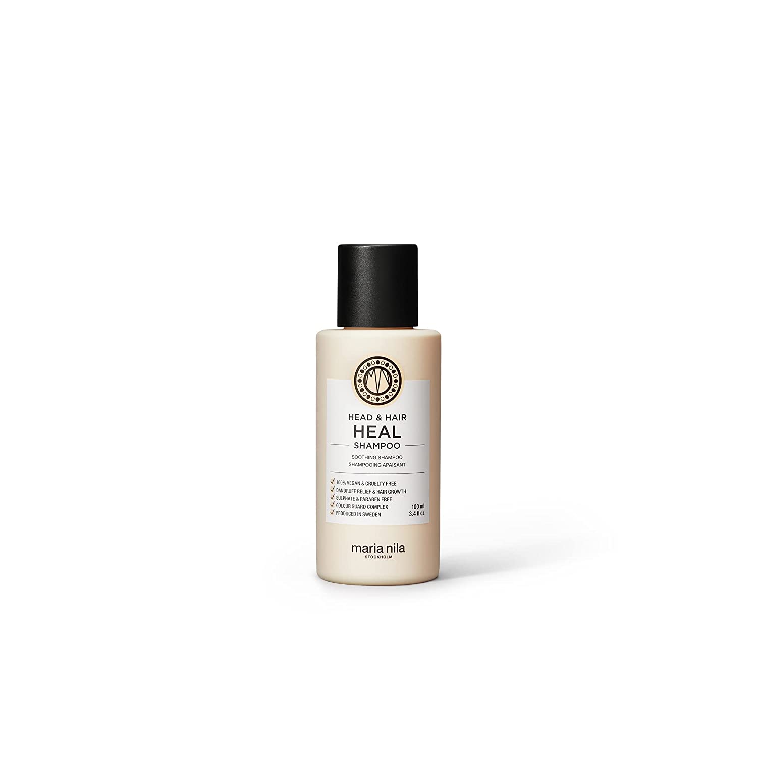Maria Nila Anti Dandruff Shampoo Head & Hair Heal, Anti-inflammatory Shampoo for Men and Women Against Scalp Irritation, Stimulates Hair Growth, 100 ml, ‎clear