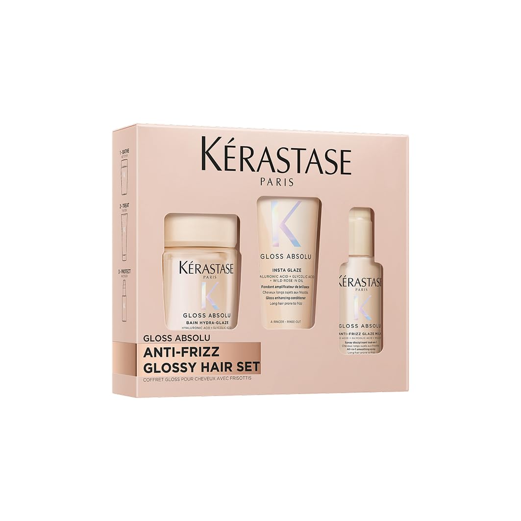 Kérastase, Gloss Absolute Shampoo 80ml Conditioner 75ml Heat Protection 45ml Sample Set for Long Frizz Prone Hair