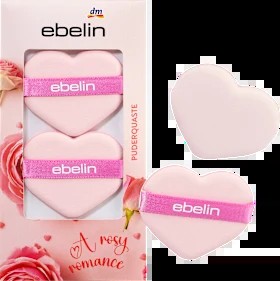 ebelin Powder puff heart shape A rosy Romance, 1 pc