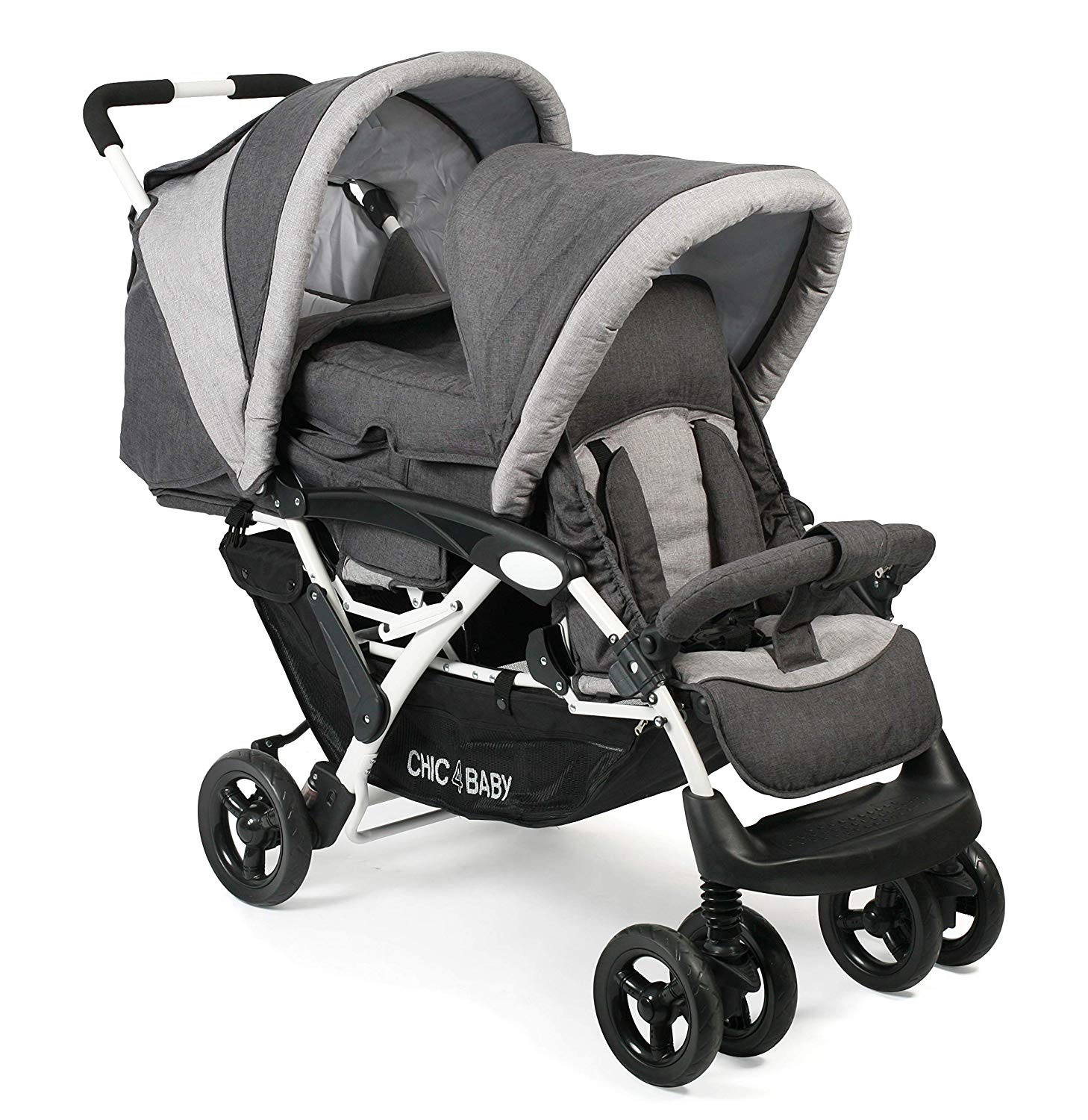 CHIC 4 BABY 274 63 Double Pram Duo Jeans Melange Anthracite Grey