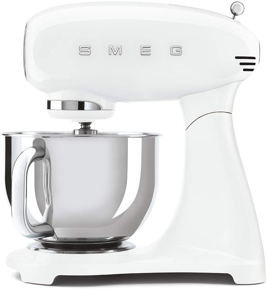 Smeg, SMF03WHEU Food Processor, 10 Speed Levels, Planetary Mixer, Safety Shut-Off, 2 Whisks, Stainless Steel Ball Handle, 800 W, White