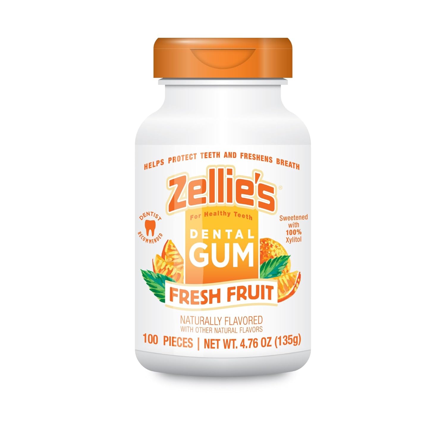 Zellies Xylitol Sugar Free Chewing Gum with Fresh Fruit | Fresh Fruit Flavor (Pack of 100 (1 Pack)