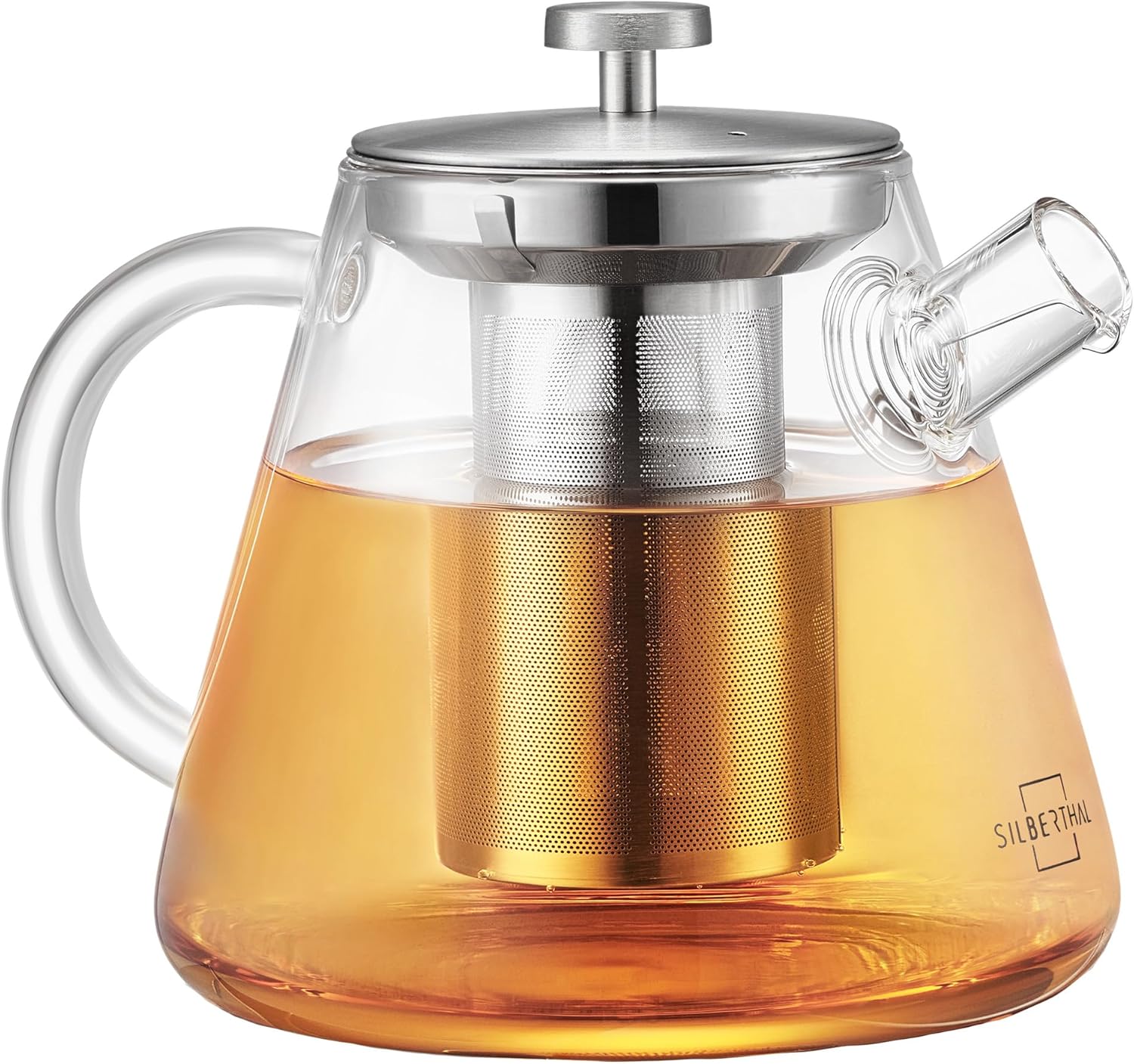 Silberthal Teapot with Strainer Glass 1.5 Liters Full Tea Aroma with Long Strainer Insert