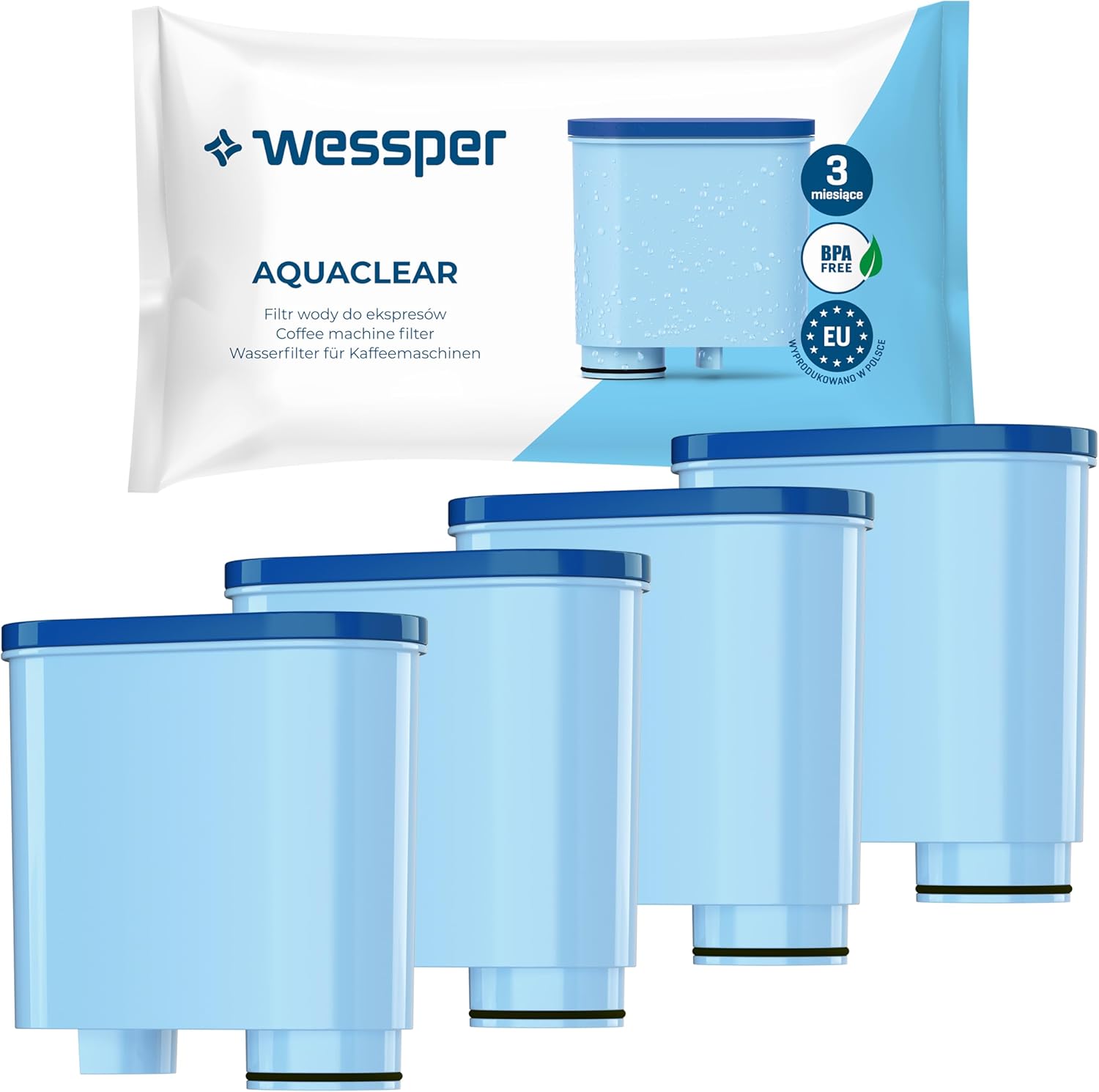 Wessper Water Filter Cartridges Compatible with Philips Aquaclean CA6903/10 CA6903/22 CA6903 and Saeco Coffee Machine, Filter Cartridge with Activated Carbon for Fully Automatic Coffee Machine, Pack
