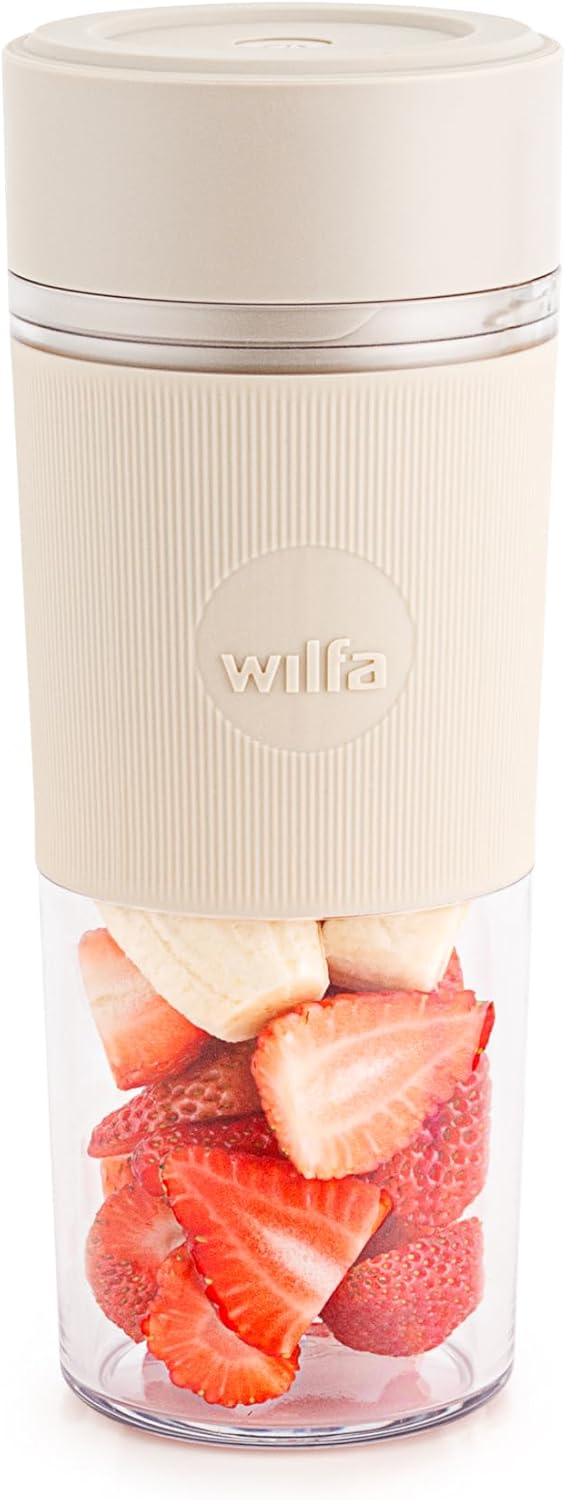 Wilfa SWIFT Cordless Blender, 300 ml Tritan Container, BPA-Free, Crushes Fruit, Vegetables, Frozen & Ice Effortlessly, Rechargeable via USB-C I for School, University, Work and Travel (Beige)