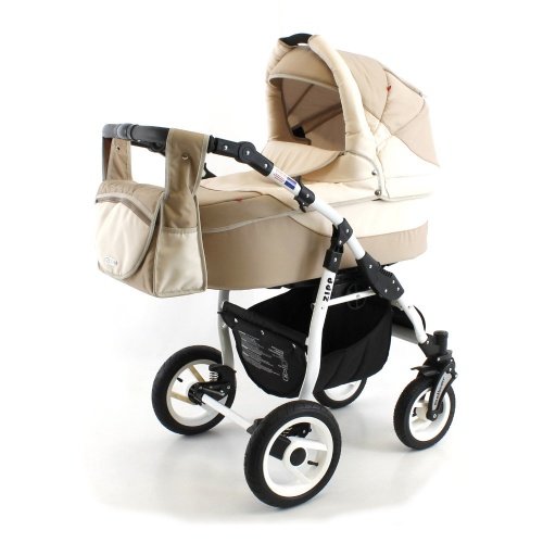 Unbekannt ADBOR 3-in-1 Combi Pushchair Zipp Frame White  beige / brown