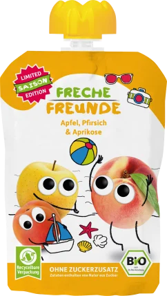 FRECHE FREUNDE Squeeze apple, peach, apricot, from 6 months, 100 g