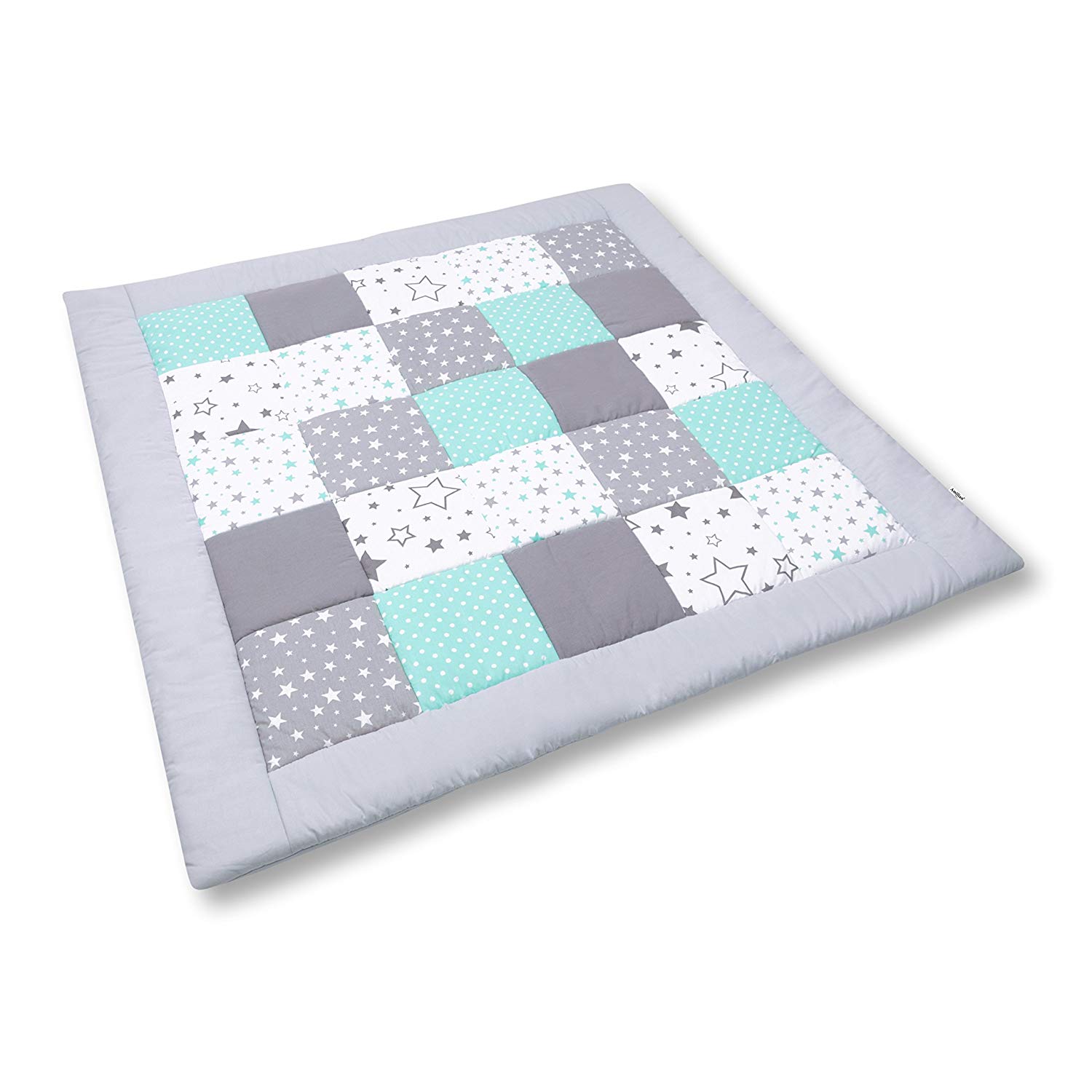 Glocal Berlin Amilian Baby Crawling Blanket Patchwork Blanket as a Gift Play Mat Playpen Insert Blanket Cuddly Blanket Play Mat Children Mat Cotton First Equipment Patchwork Crawling Mat M058 (105 x 105 cm)